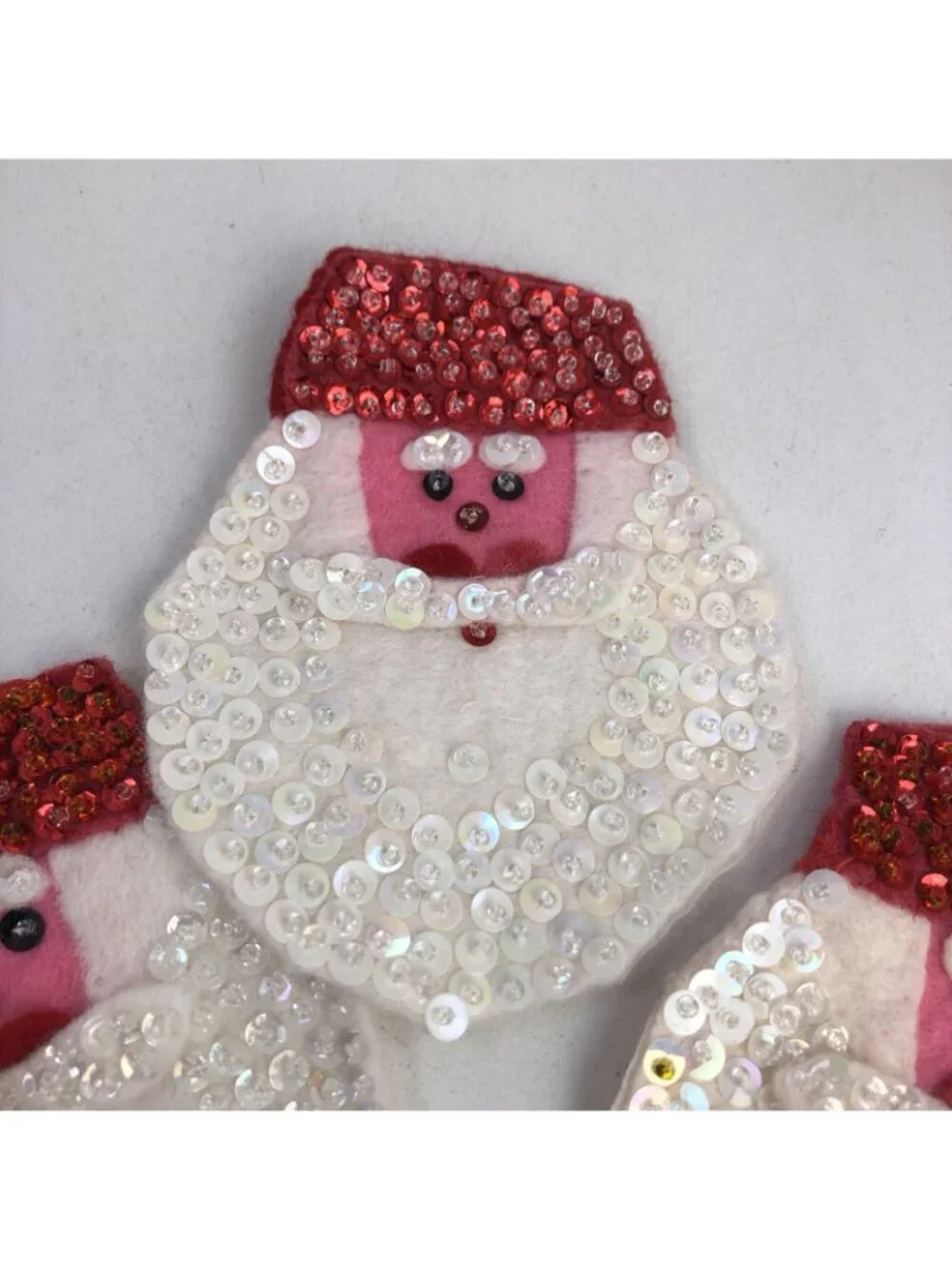 Set of 8 Vintage Christmas Santa Napkin Holders Rings Felt & Sequins